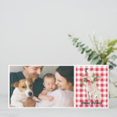 Gingham Dog Weihnachtskarte Feiertagskarte (Stehend Vorderseite)