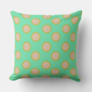 Gingham Dots, grünes Kissen im Freien