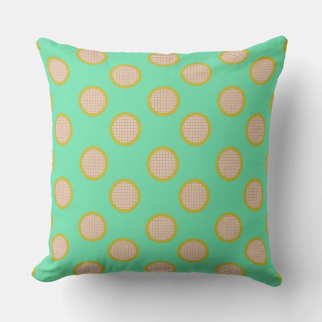 Gingham Dots, grünes Kissen im Freien (Vorderseite)