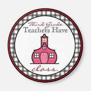 Gingham-dritter Grad-Lehrer-Magnet Magnet