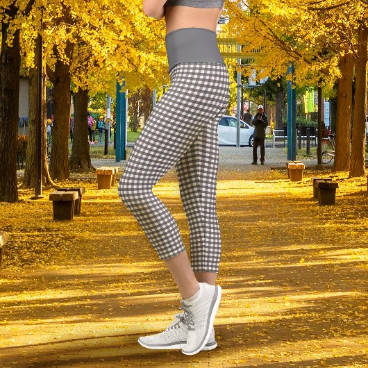 Gingham Dunkelgrau Capri Leggings