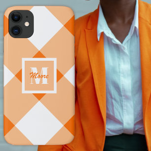 Gingham - dunkle und pastellfarbene Orange Phone C Case-Mate iPhone Hülle