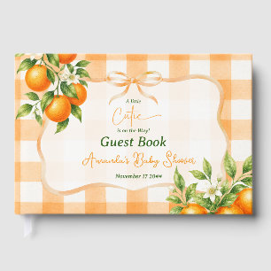 Gingham Ein Kleiner Schatz Orange Babyparty Gästebuch