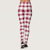 Gingham Elegant Christmas Pattern Red White Leggings (Rückseite)