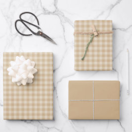 Gingham Elegant Cream - Papierfolien Geschenkpapier Set