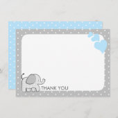 Gingham Elephant Baby Blue und Gray Vielen Dank Dankeskarte (Vorne/Hinten)