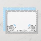 Gingham Elephant Baby Boy Twins Danke (Vorne/Hinten)