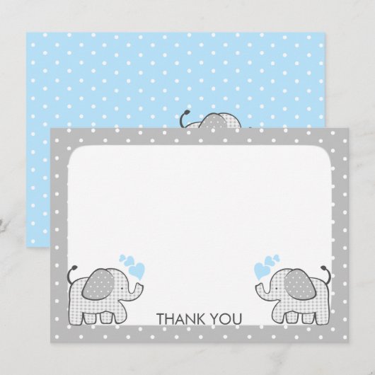Gingham Elephant Baby Boy Twins Danke (Vorne/Hinten)