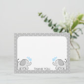 Gingham Elephant Baby Boy Twins Danke (Stehend Vorderseite)