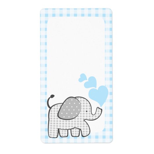Gingham Elephant Book Tags Blue Hearts (Vorne)