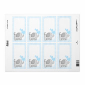 Gingham Elephant Book Tags Blue Hearts (Vorne)