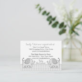 Gingham Elephant Gift Registry Card Begleitkarte (Stehend Vorderseite)