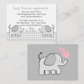 Gingham Elephant Gift Registry Card Begleitkarte (Vorne/Hinten)