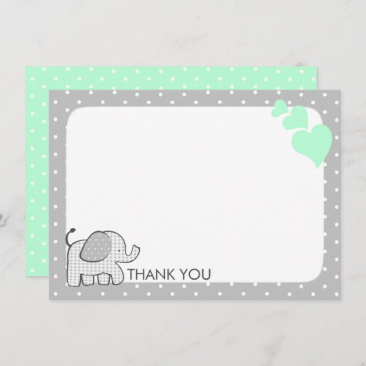 Gingham Elephant Mint Green Baby Danke (Vorne/Hinten)