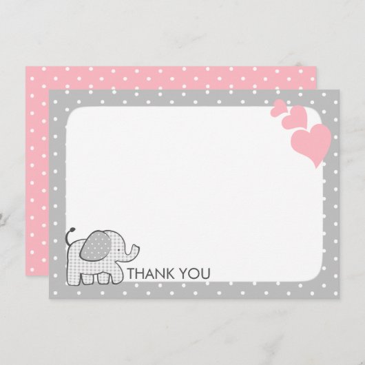 Gingham Elephant Pink Baby Danke (Vorne/Hinten)