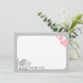 Gingham Elephant Pink Baby Danke (Stehend Vorderseite)