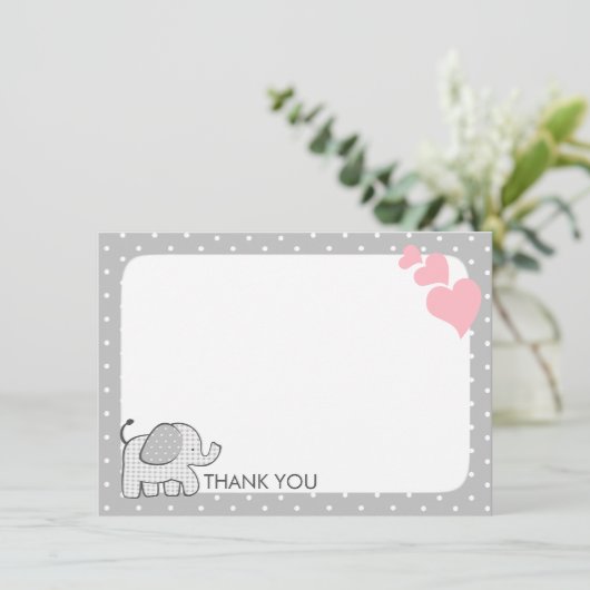 Gingham Elephant Pink Baby Danke (Stehend Vorderseite)