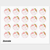 Gingham-Erdbeere Rosa Baby Shower Runder Aufkleber (Blatt)