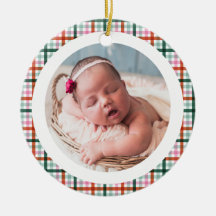 Gingham Erstes Weihnachten Geburtsstatistik Baby-F