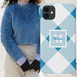 Gingham - Fall für mittleres und leichtes blaues T Case-Mate iPhone Hülle
