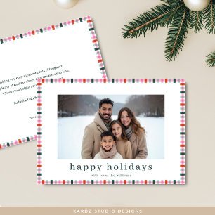 Gingham Family Foto Moderne Happy Holidays Card Feiertagskarte