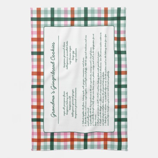 Gingham Family Recipe Keepake Geschirrtuch (Vertikal)