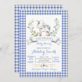Gingham Farm Baby Dusche Einladung (Vorne/Hinten)