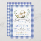 Gingham Farm Schafe Babydusche Einladung (Vorne/Hinten)