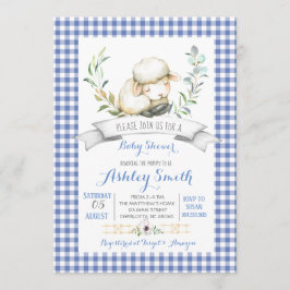 Gingham Farm Schafe Babydusche Einladung