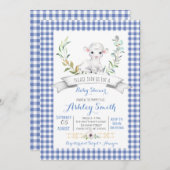 Gingham Farm Schafe Babydusche Einladung (Vorne/Hinten)