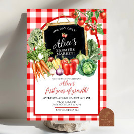 Gingham Farmer's Market Gender First Birthday Einladung