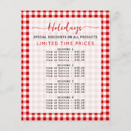 Gingham-Feiertags-Sonderangebot Weihnachts-Preisli Flyer