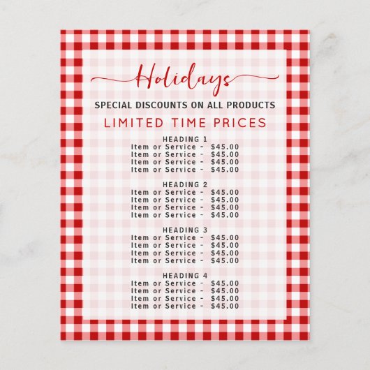 Gingham-Feiertags-Sonderangebot Weihnachts-Preisli Flyer (Vorne)