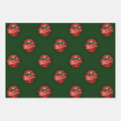 Gingham Feliz Navidad Holly Berries Geschenkpapier Set (Vorderseite 3)