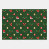 Gingham Feliz Navidad Holly Berries Geschenkpapier Set (Vorderseite 2)