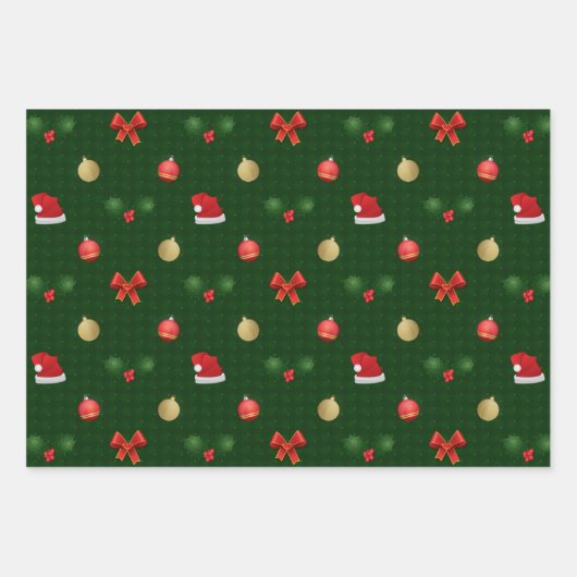 Gingham Feliz Navidad Holly Berries Geschenkpapier Set (Vorderseite 2)