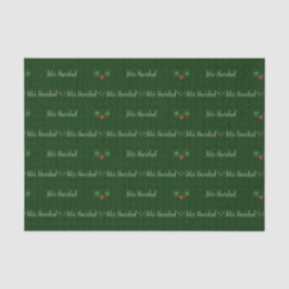 Gingham Feliz Navidad Holly Berries Seidenpapier