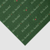 Gingham Feliz Navidad Holly Berries Seidenpapier (Ausschnitt)