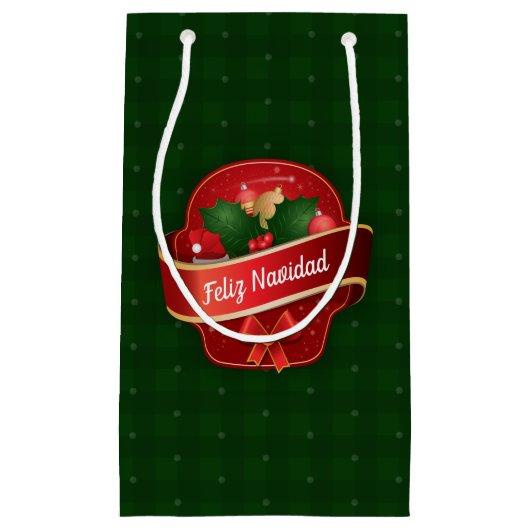 Gingham Feliz Navidad Kleine Geschenktüte (Vorderseite)