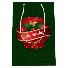 Gingham Feliz Navidad Mittlere Geschenktüte