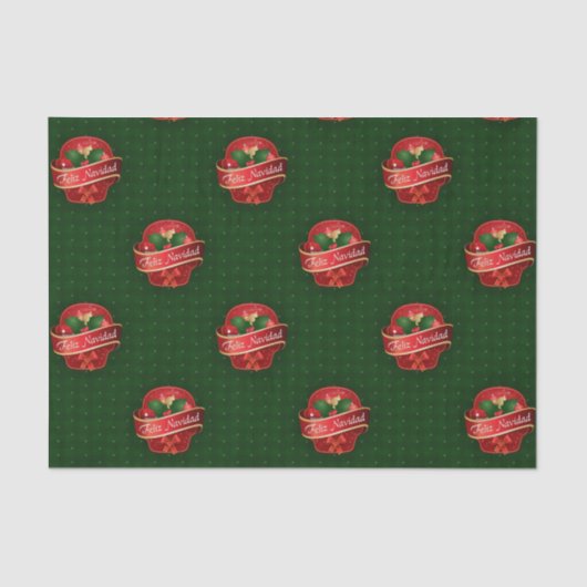 Gingham Feliz Navidad Seidenpapier (Vorderseite)
