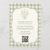 Gingham Floral Bow All in One Baby Shower Einladung (Rückseite)