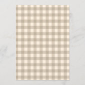Gingham Floral Bow Beige Ivory Bridal Shower Einladung (Rückseite)