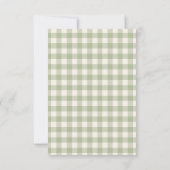 Gingham Floral Bow Sage Green Bridal Shower Einladung (Rückseite)