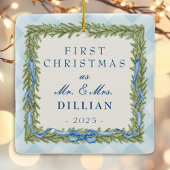 Gingham Foto Christmas Keramikornament