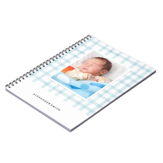 Gingham Foto Journal - Light Blue Notizblock (Linke Seite)