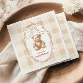 Gingham French Teddy Bear Baby Shower Serviette