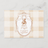Gingham French Teddy Bear Diapper Raffle Begleitkarte (Vorderseite)