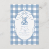 Gingham French Teddy Bear Diapper Raffle Begleitkarte (Vorderseite)