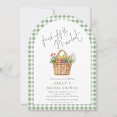 Gingham Fresh off Market Script Brautparty Arch Einladung (Vorderseite)
